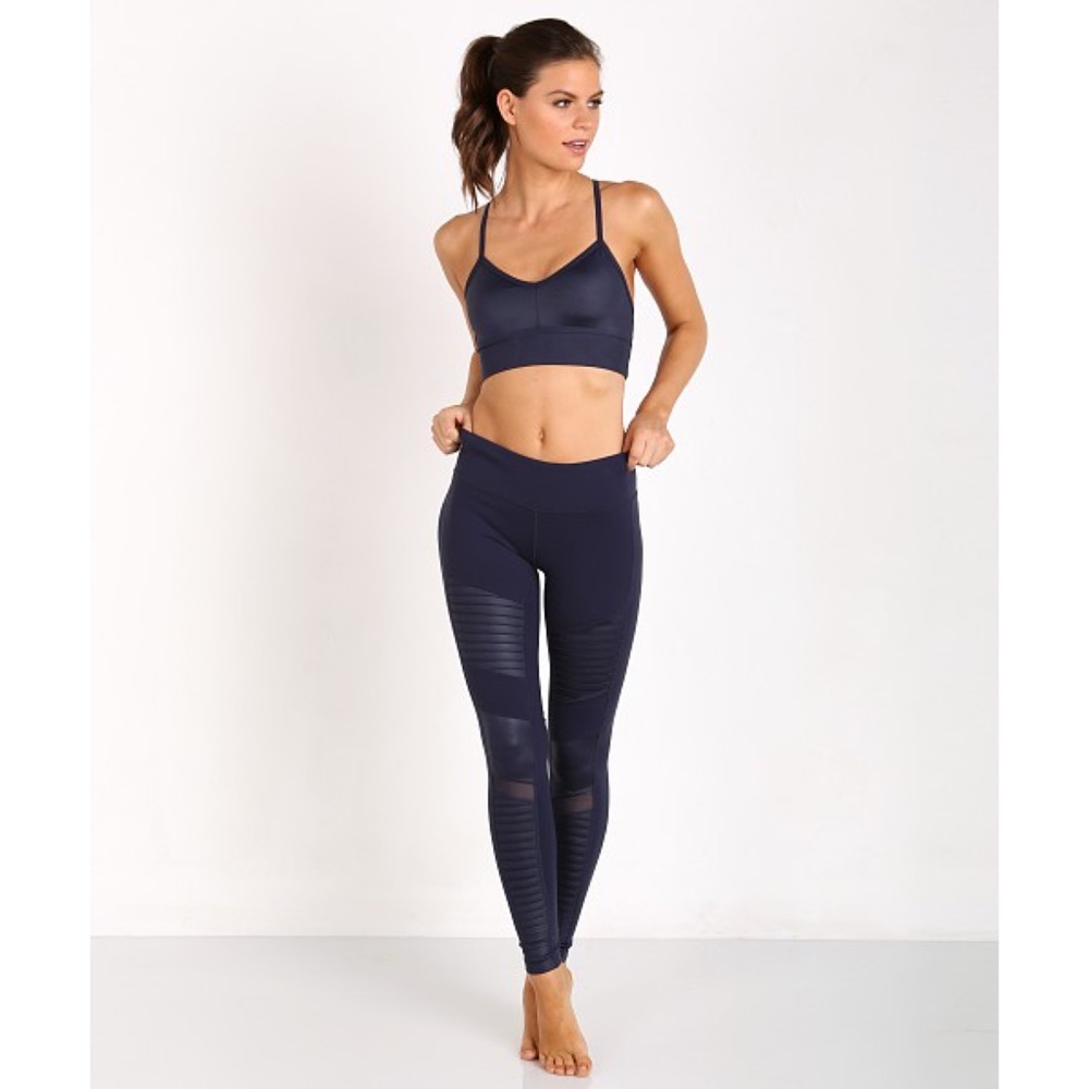 NWT Alo Yoga High-Waist Moto Legging - Rich Navy Glossy
